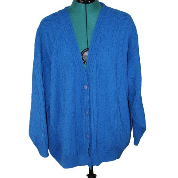 Vintage In Resource by Doris Skis Electric Blue Cardigan Sweater Size 38 (M/L) - Picture 1 of 5